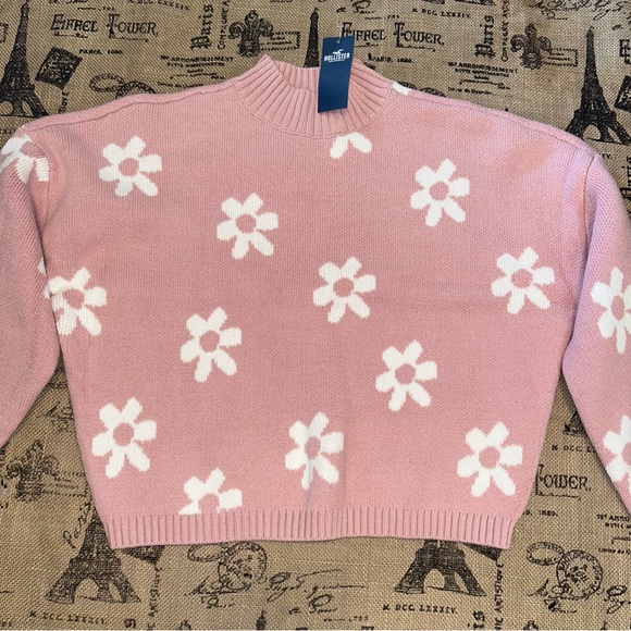 Hollister Co. NWT! Pink/White Easy Cable Mock Pattern Sweater Size M - Picture 5 of 11